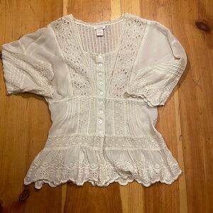 Sundance Rayon Victorian button front blouse.